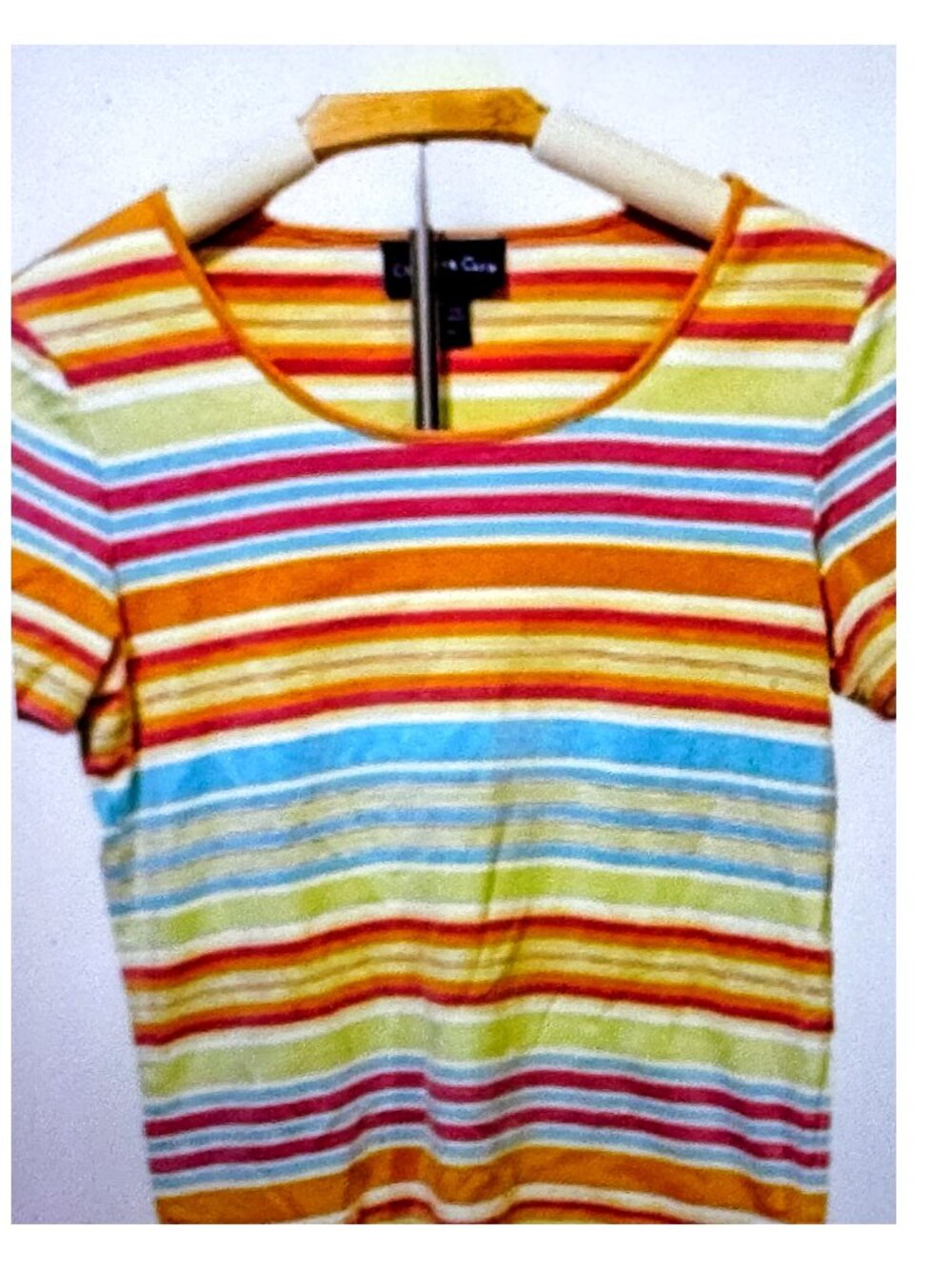 Charter Club New 100% Cotton Colorful V-neck Short Sleeve Top Nautical Sweater M